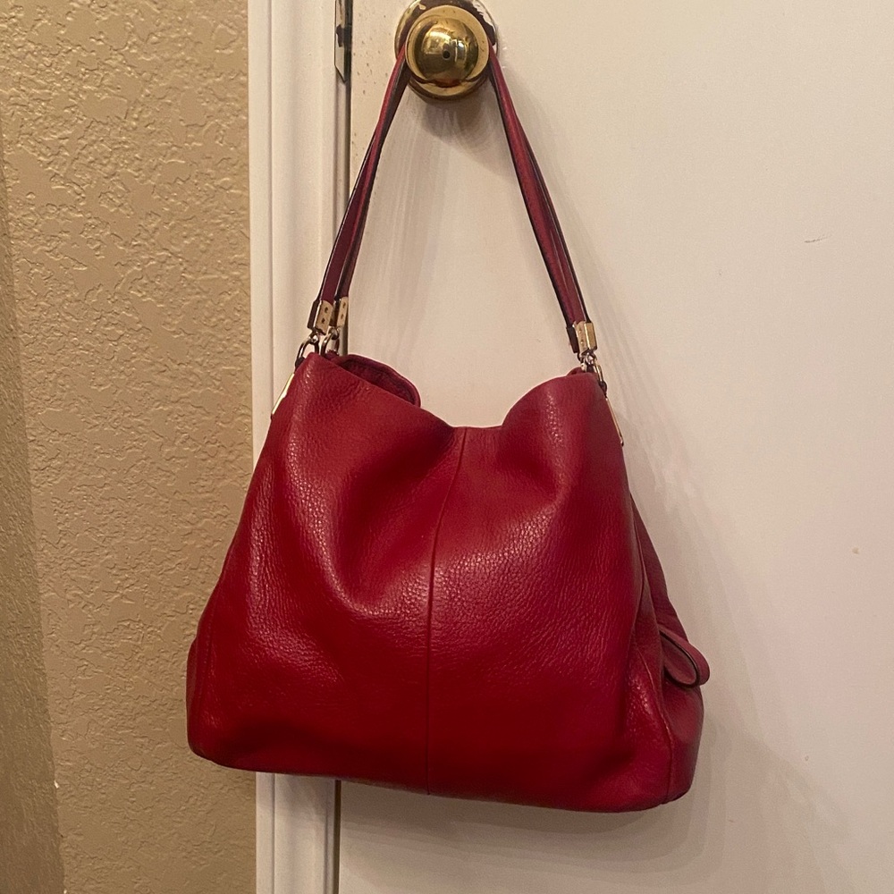 Coach Red Leather Hobo Bag